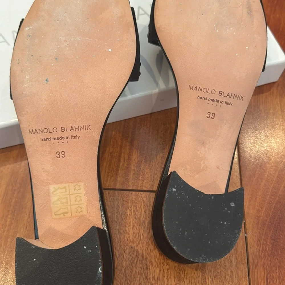 Manolo Blahnik Black Embellished Mules NWOT - Picture 7 of 8